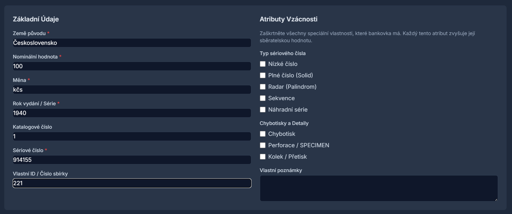 Ukázka kroku Katalogizace v aplikaci